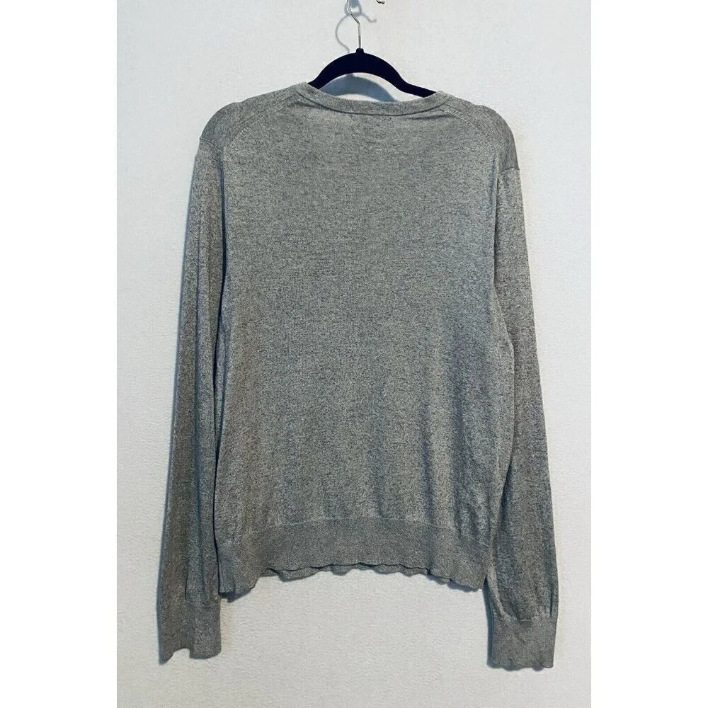 Banana Republic Sweater Mens Large Gray V Neck Luxury Blend Classic Preppy